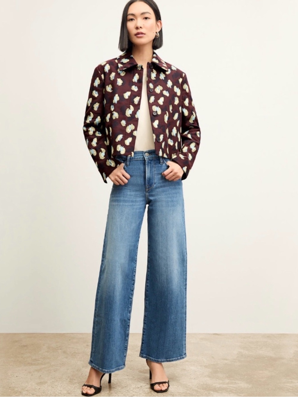 Frame Denim Blue Wide Leg Jeans with Light Wash